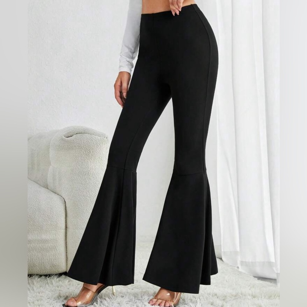 SHEIN Elegant Black Bell Bottom Pants Size 5XL